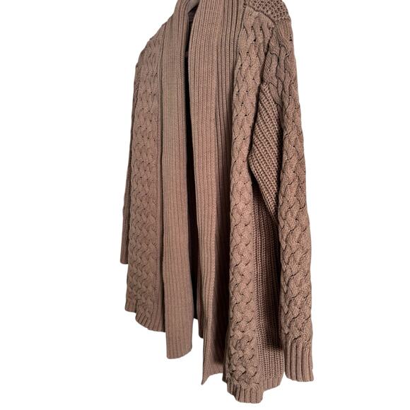 Haven Well Within Women’s Cable Knot Flyaway Cardigan Size Large Brown - Picture 2 of 6